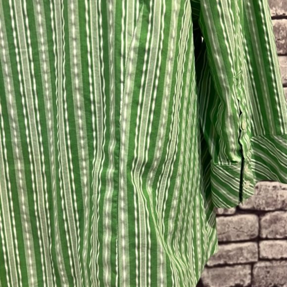 Lane Bryant Green & White 3/4 Sleeve Blouse Size 18/20 - Picture 5 of 8